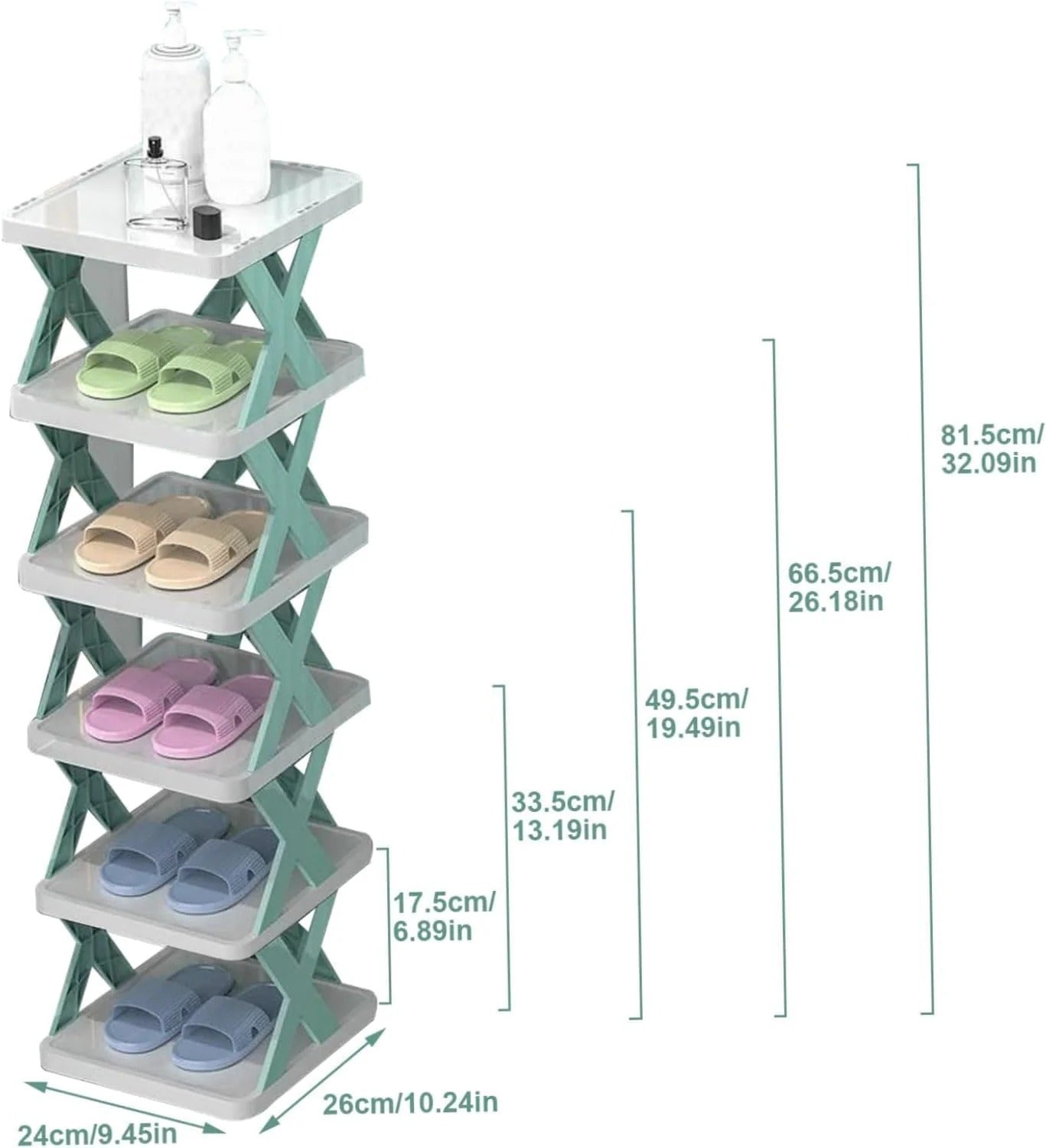 Stackable Narrow Shoe Rack - 6-Tier Storage Organizer for Small Spaces